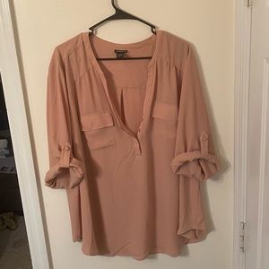 Mauve half button blouse
